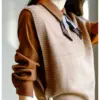 O-neck Cashmere vest women's sweater autumn and winter new Korean loose Pearl sweater vest sleeveless sweater