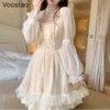 Autumn Vintage Sweet Lolita Style Fairy Dress Women Elegant Lace Ruffles Party Dresses Spring Girly Harajuku Mesh Princess Dress - Image 3