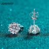 14K White Gold Total 0.6- 2 ct Brilliant Cut Pass Diamond Tester D Color Moissanite Snowflake Stud Earrings for Teen Girls - Image 3