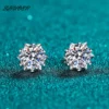 14K White Gold Total 0.6- 2 ct Brilliant Cut Pass Diamond Tester D Color Moissanite Snowflake Stud Earrings for Teen Girls - Image 2