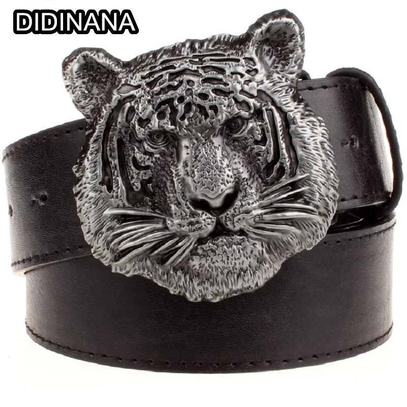 Tiger head buckle belt Men Ceinture Belts Cowboy Style Decorative Belt punk rock Belts Women Men's leather belt hip hop girdle