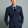 Men's Striped Suit Classic Navy Blue Formal Business Wedding Suit Double Breasted Groom Prom Fashion Casual Slim 2PC Blazer Pant