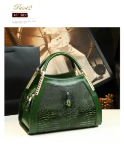 Genuine leather crocodile pattern handbag Women middle-aged female bag mother bag shoulder messenger bag multi-layer large bag - Image 2