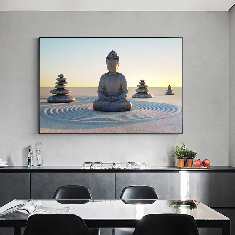 Modern Religious Art Buddha Statue Canvas Painting Posters Buddhism Wall Art Pictures for Living Room Decoration