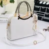 Patent leather lattice Pearl pendant women's handbags European and American fashion designer shoulder bags hard women bag - Image 4