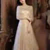 New Short Sequin Tulle Champagne Color Prom Dress DongCMY Plus Size Elegant Robes Soirees A-Line Evening Party For Women