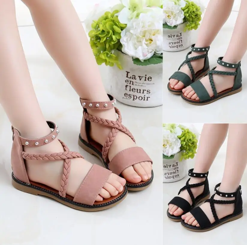 Kids Girls Sandals New Summer Toddler Shoes Girl Non-slip Kids Beach Sandal Toddler Shoe Soft Sandals Dancing Shoes Roman Shoes