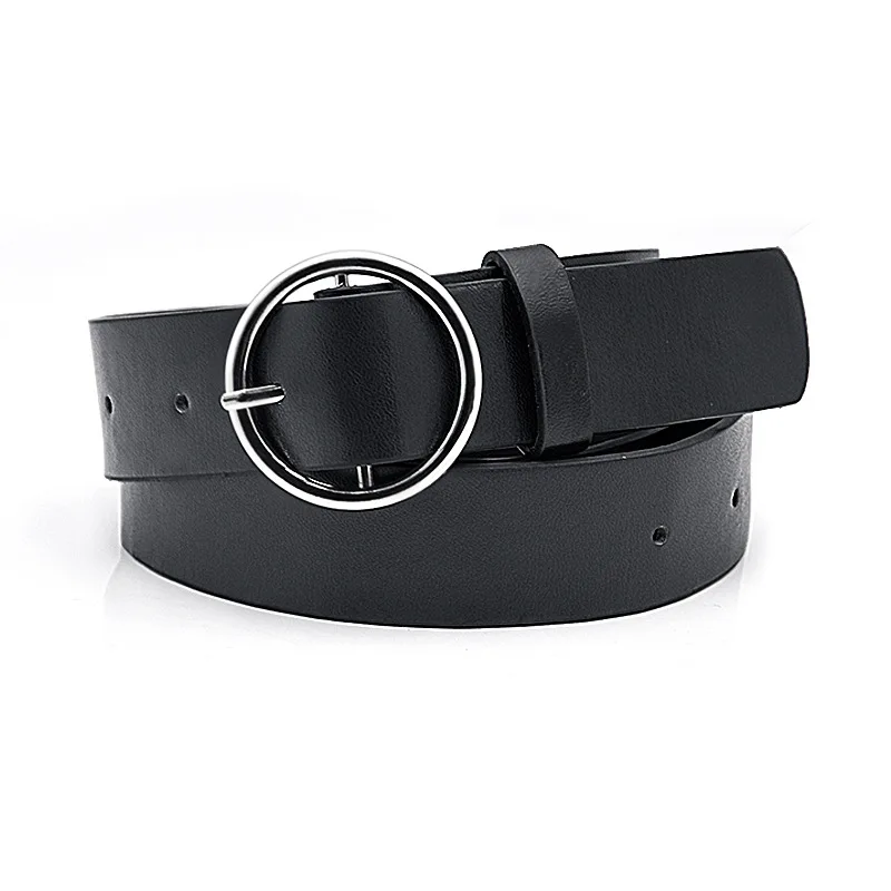 The New Classic Retro Fashion All-Match Leather Light Body Round Buckle Simple Circle Pin Belts For Women Fashion Jeans Female