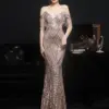 YIDINGZS Women Gold Sequin Party Dress Strap Maxi Dress Sexy V Neck Beading Evening Dress