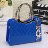 Patent leather lattice Pearl pendant women's handbags European and American fashion designer shoulder bags hard women bag - Image 3