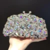 Latest Female Prom Purse Bridal Shoulder Bag Crystal Clutch Evening Bag for Women Metal Floral Crystal Clutch Evening Purse Bag - Image 6