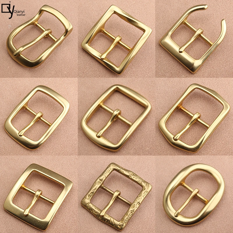 Solid Brass Belt Buckle 40mm Belt Buckle For Men Stainless Steel Single Pin Belt Half Buckle for Leather Craft Jeans Webbing