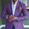 Purple Men's Linen Suits Summer Beach Jacket Slim Fit Suits For Men Tuxedo Groom Suits For Men Wedding Groomsman 1 PC