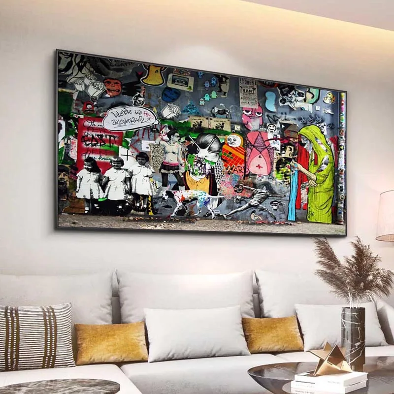 Street Art Graffiti Painting Canvas Not Banksy Murel Montage Abstract Print Stencil Urban Wall Decor for Modern Living Room - Image 3