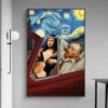 Funny Art Van Gogh and Mona Lisa Driving Canvas Posters Abstract Smoking Oil Paintings on Canvas Wall Pictures Home Wall Decor - Image 2