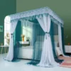 Double-layer Three-door Square Floor-to-ceiling Lace Princess Wind Bed Curtain Mosquito Net Warm Room Decoration Without Bracket - Image 5