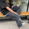 Japanese Ripped Jeans Men's Straight Loose Capri-Pants Korean Casual Pants Male Hiphop Clothes Streetwear Distressed Jeans - Image 5