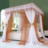 Double-layer Three-door Square Floor-to-ceiling Lace Princess Wind Bed Curtain Mosquito Net Warm Room Decoration Without Bracket - Image 3