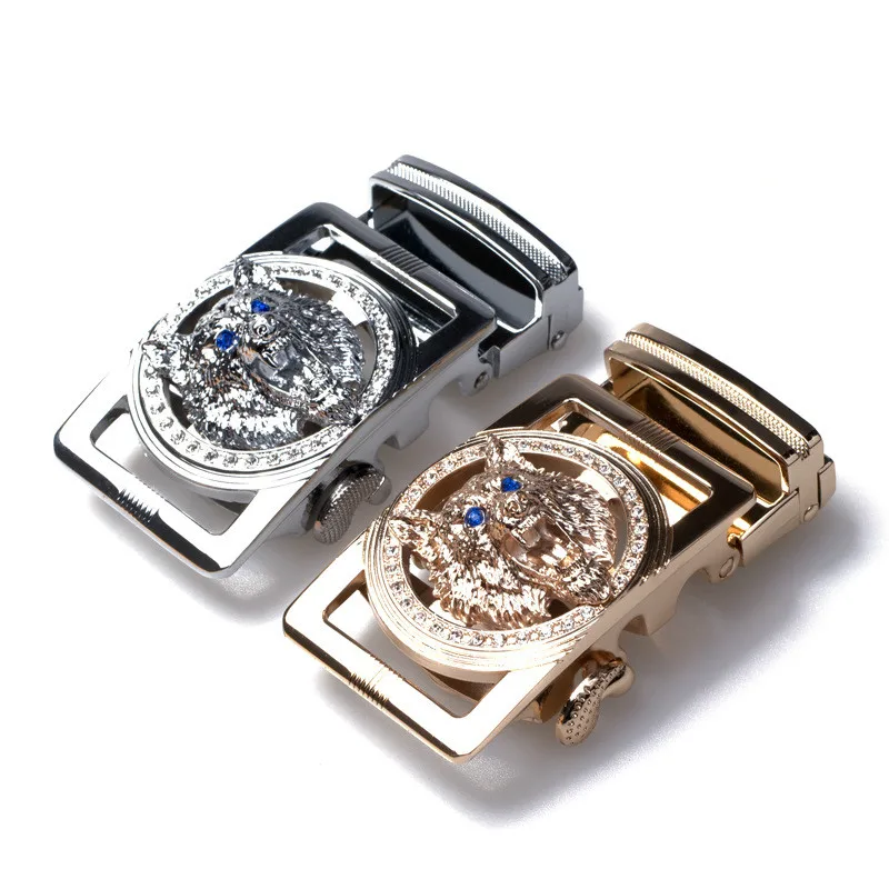 wolf head inlaid diamond buckle hardware business waist leading belt buckle head automatic belt buckle head men's belt buckles