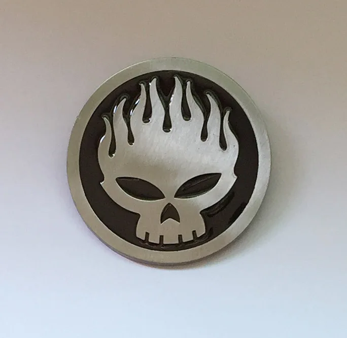 Skull belt Buckle Suitable 4cm Round Silver Black Metal
