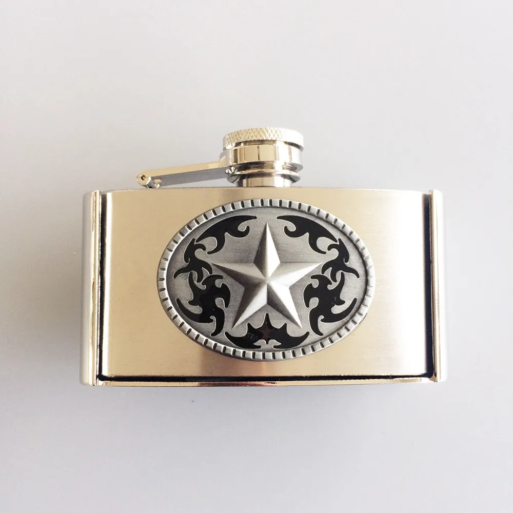 Western Star 3oz Stainless Steel Flask Belt Buckle BUCKLE-FL-Star