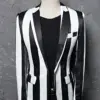 Brand M-5XL New Tide Men Black White Zebra Stripe Blazer Male Stage Wear Masculino Slim Fit Fashion Casual Suit Jacket