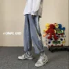 Casual Jeans Mens Ins Loose Straight Wide Leg Jeans Male Korean 2021 Summer Thin Streetwear Breasted Jeans Vintage Blue Hip Hop - Image 5