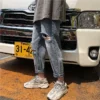 Japanese Ripped Jeans Men's Straight Loose Capri-Pants Korean Casual Pants Male Hiphop Clothes Streetwear Distressed Jeans - Image 2