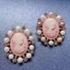 Victorian Embossed Beauty Head Pearl Pink Brooch Corsage Female Jacket Pin Cardigan Buckle Retro Accessories - Image 5