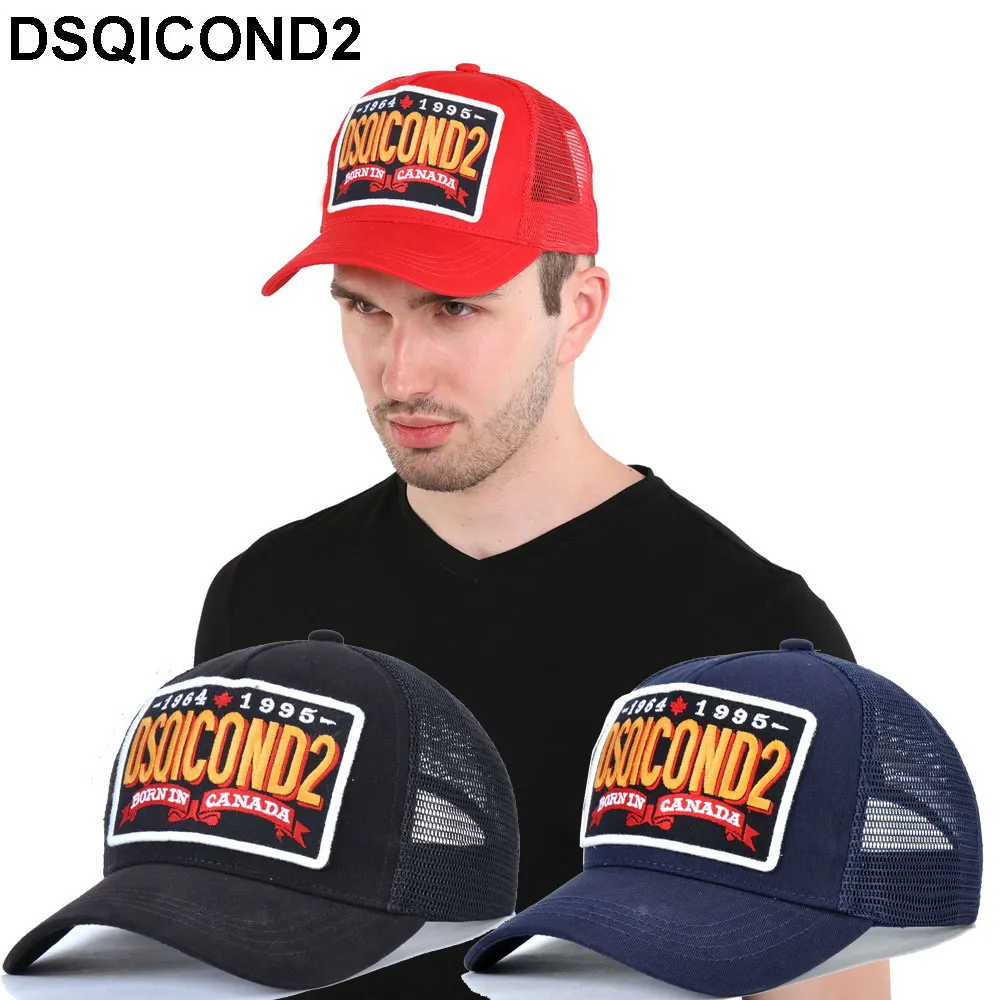 DSQICOND2 High Quality black Cotton Summer Mesh Baseball Cap for Men Women Embroidery ICON Letters Dad Hat Hip Hop Trucker Cap