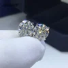 Classic Pt950 Platinum 1 ct Total 2 ct Round Brilliant Cut Pass Diamond Tester D Color Moissanite Four-prong Stud Earrings - Image 2