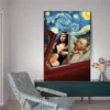 Funny Art Van Gogh and Mona Lisa Driving Canvas Posters Abstract Smoking Oil Paintings on Canvas Wall Pictures Home Wall Decor - Image 3