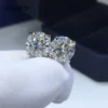 Classic Pt950 Platinum 1 ct Total 2 ct Round Brilliant Cut Pass Diamond Tester D Color Moissanite Four-prong Stud Earrings - Image 3