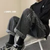 Casual Jeans Mens Ins Loose Straight Wide Leg Jeans Male Korean 2021 Summer Thin Streetwear Breasted Jeans Vintage Blue Hip Hop - Image 2