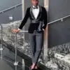 JELTONEWIN 2022 Formal Black Velvet Slim Fit Men Suits With Belt Shawl Lapel Costume Homme Wedding Tuxedo Terno Masculino Blazer