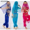 Children Belly Dancer Belt Pants Veil Accessories for Wings Kids Mask Bollywood Dress Girls Belly dance Costume Set 2-8Pieces - Image 3