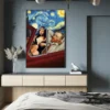 Funny Art Van Gogh and Mona Lisa Driving Canvas Posters Abstract Smoking Oil Paintings on Canvas Wall Pictures Home Wall Decor - Image 4