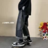 Casual Jeans Mens Ins Loose Straight Wide Leg Jeans Male Korean 2021 Summer Thin Streetwear Breasted Jeans Vintage Blue Hip Hop - Image 3