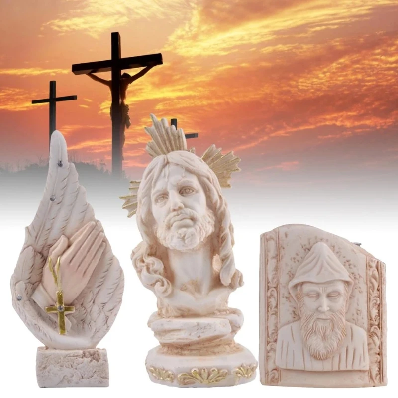 Innovative Handmade Jesus Head White Statue Christ Decoration Home Desk Ornament Church Figurine Crafts Christ Bible Candlestick
