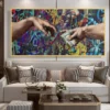 Graffiti Art Carry Money Hand of God Creation of Adam Canvas Printings By Michelangelo World Famous Painting Poster Wall Decor - Image 3