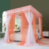 Double-layer Three-door Square Floor-to-ceiling Lace Princess Wind Bed Curtain Mosquito Net Warm Room Decoration Without Bracket - Image 2