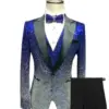 Mens Sequin Suit 3 Pieces Shiny Slim Fit Tuxedo Peak Notch Lapel For Party Wedding Groom Banquet Nightclub (Blazer Vest Pant)