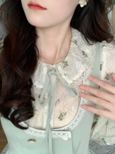 Green Elegant Vintage Strap Dress Women 2023 Spring Lace Evening Party Midi Dresses Ladies Retro Korean Sweet Kawaii Fairy Dress - Image 2