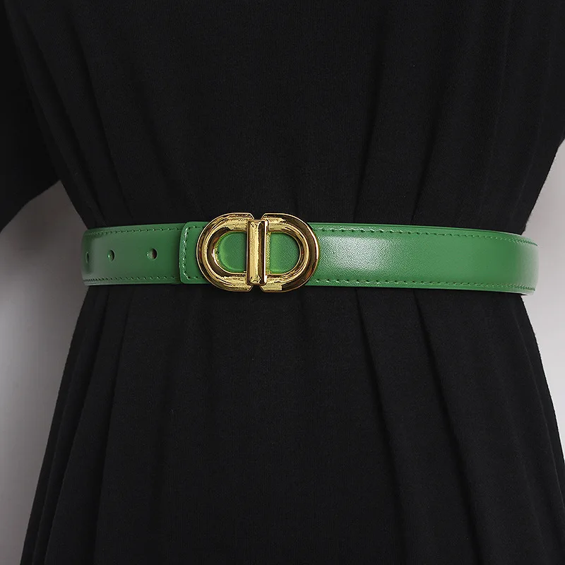 Women's metal buckle female design high-end leather belt for women luxury brand jeans skirt leather tactical belt cinto feminino