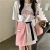 Women Dress Sets Korean Fashion Short Sleeve T-shirts Patchwork Mini Skirts 2 Piece Suits Loose 2024 Summer Ladies Chic Outfits - Image 2