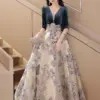 Luxury Evening Dresses Women Long Elegant V-Neck A-Line Floor-Length Formal Occasion Dresses For Wedding Party