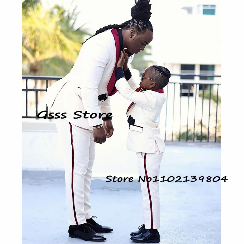 Boys Suits For Wedding Tuxedo White Clothing Kids Birthday Party Formal Blazer Sets 2 Piece (Jacket Pants)