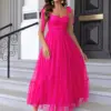 Sexy backless mesh maxi slip summer dress women 2024 elegant long prom evening dresses luxury Gauze birthday party dress vestido