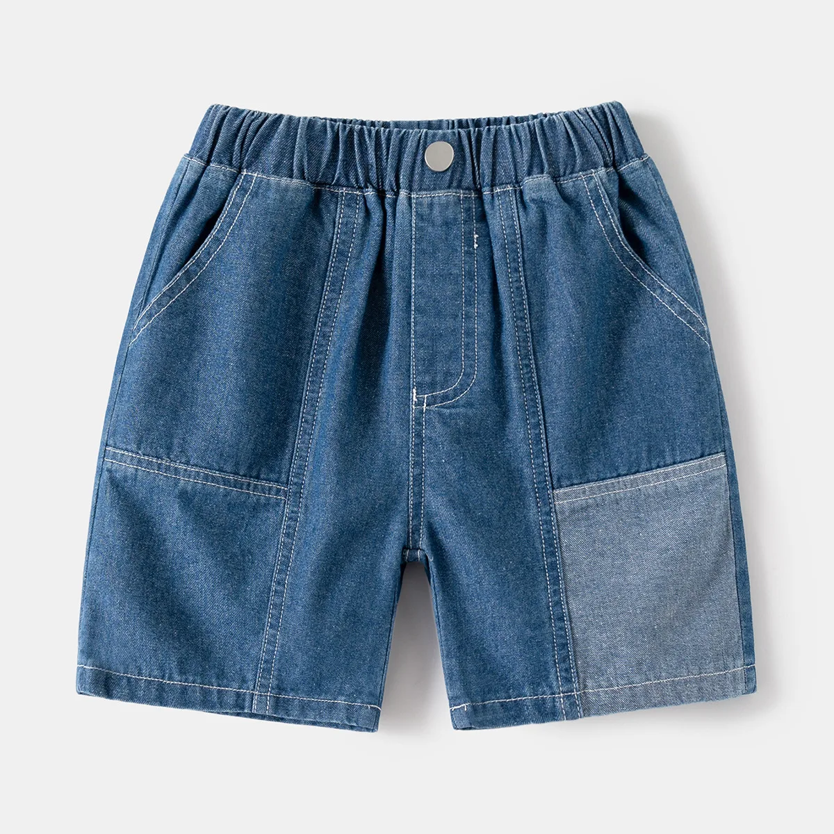 Children's summer pants 2024 new Korean 1-10Y boys denim five-minute pants baby bright line short pants