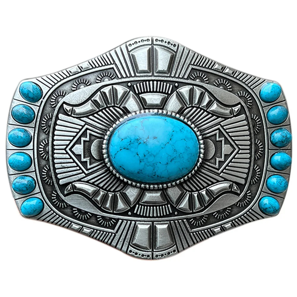 Turquoise Bohemia Style Belt Buckle for Men Western Cowboys Hebilla Cinturon Hombre Male Straps Gifts